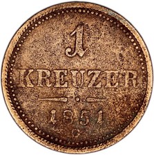 Moneta AUSTRIA 1 Kreuzer 1851