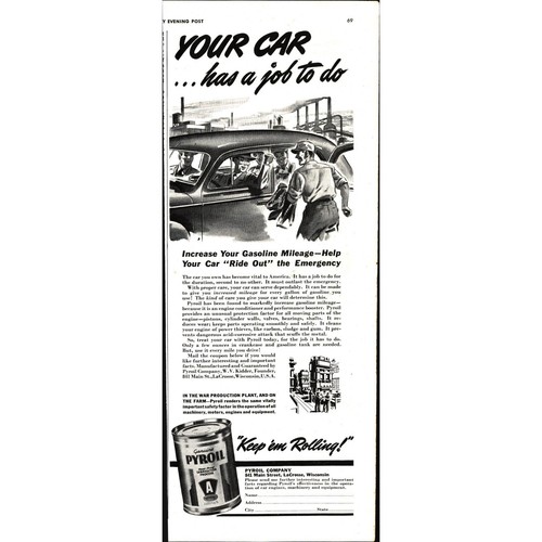 Pubblicità olio pyroil 1942 - pubblicità,