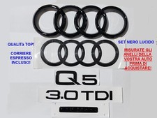 Kit Stemma Logo Anelli Audi Q5 SQ5 Ant + Post + 3.0 TDI + QUATTRO LOGHI DAL "21