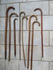 LOTTO 8 ANTICHI BASTONI DA MONTAGNA LEGNO NERBO DI BUE E FERRO MIDOLLINO E FERRO