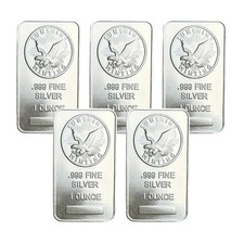 Lotto di 5 - 1 Troy Oz Eagle