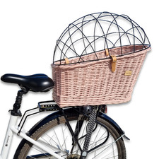 Baule per cani in vimini cestino per bici trasporto bagagliaio rosa XL