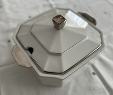 Vecchia zuppiera/marmitta porcellana - Limoges / bordo argento