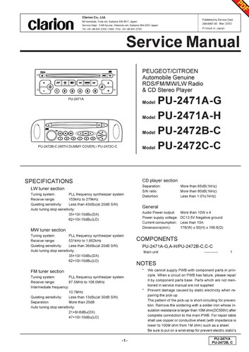 Clarion 2471a 2472b - clarion, pu-2472b