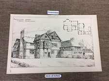 1887 original Architect print - A Country House - Langton - plans - the builder