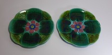 Coppia Piatti Antichi VILLEROY & BOCH Ceramica a Lustro cm 19 Fiore Vintage