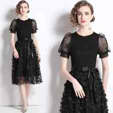 vestito abito donna longuette vintage nero cintura pizzo raso GIPSY 24419