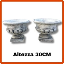 Coppia vasi vaso in cemento pietra fioriera da per giardino esterno interno H30