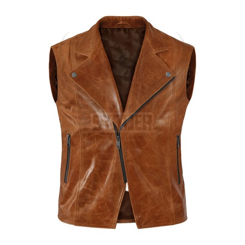 Gilet pelle uomo moto biker