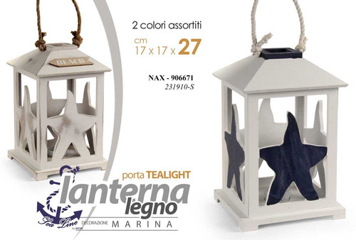 Lanterna portacandela legno - portacandela,