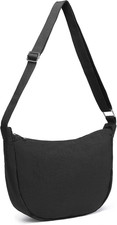 Borsa Tracolla Donna Nero Nylon Impermeabile, Borse Mezzaluna Marsupio Spalla Co