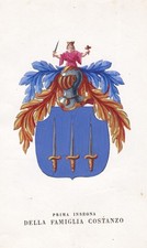 Prima Insegna Della Famiglia Costanzo Wappen Stemma Blasone 1846