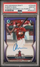 PSA 10 ALBERTO RIOS AUTO 1st 2023 Bowman Chrome PURPLE REFRACTOR/250 RC GEM MINT