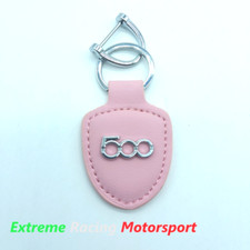 PORTACHIAVI IN ECOPELLE COLORE ROSA LOGO METALLICO FIAT 500