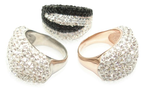 Anello acciaio swarovski - anello,