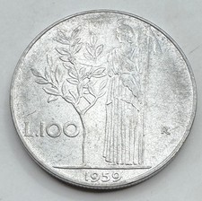 1959 R Italy 100 Lire Coin -