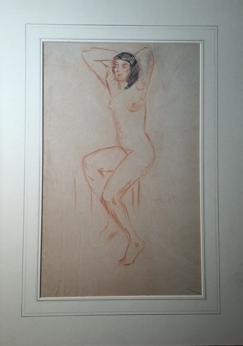 Disegno antico sanguigna su - antico.,