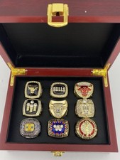 Set 9 anelli Chicago Bulls Michael Jordan Championship con custodia UNC Dream Team HOF
