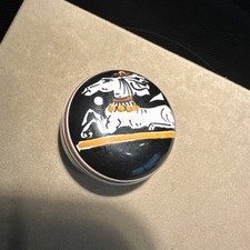 Portagioie vintage Siena dipinto a mano tondo 2" con coperchio ~ Italia ~