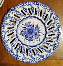 PIATTO VASSOIO FINE CERAMICA DECORO Faireal Alcobaca Portugal Portogallo Blu