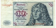 10 MARK DEUTSCHE BUNDESBANK YOUNG MAN BY ALBRECHT DURER GERMANY 02/01/1980 BB-