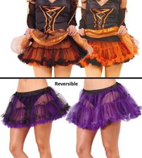 Gonna sottogonna doubleface in tulle nera e arancio o nera e viola