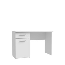 Scrivania META in laminato bianco con cassetto e anta battente, LAP 110x72x53 cm