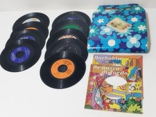 valigetta porta dischi 45 giri vinili vintage retro borsa custodia + 9 45 giri