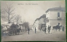 ABRUZZO - AQUILA (VIALE XX SETTEMBRE) MOVIMENTATA/CARROZZE CAVALLI - VIAGGIATA 