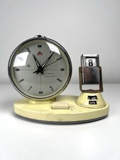 Orologio Sveglia Vintage Da Tavolo Calendario 1970s - Giallo Past. - Funzionante