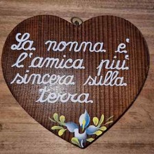 Quadretto Cuore - Quadri con Scritte e Frasi per la Nonna - Legno - 13 x 12 cm