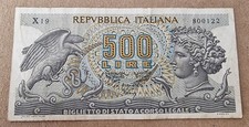 RARA CINQUECENTO 500 LIRE ARETUSA SENZA FIBRILLE DECRETO 23/02/1970 ITALIA