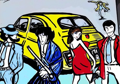Lupin fiat 500 - lupin, yellow