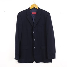 Hugo Boss Giacca Uomo Taglia 48 Lana Vergine Blu Classica Comodo Elegante Logo