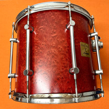 Raro tulipano rosso acero 14" Tom Sonor Force vintage con strappo di capelli nel calderone