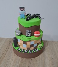 TORTA SCENOGRAFICA  TEMA MINECRAFT REALIZZATA A MANO COMPLEANNO EVENTI