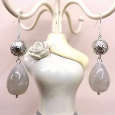 orecchini perla metallo e goccia grigia