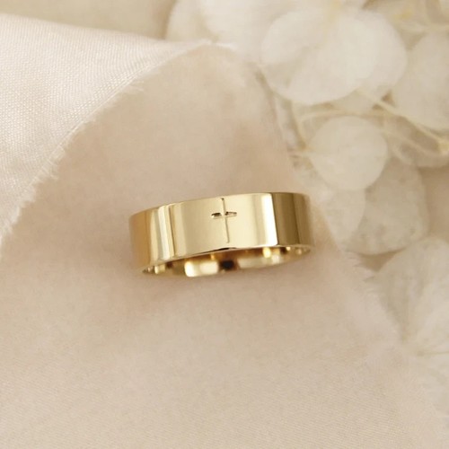 Anello con croce incisa - , a
