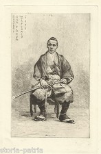 BELLA ANTICA INCISIONE ORIGINALE_RITRATTO DI GIAPPONESE_ACQUAFORTE_MARTIAL_1873