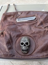 Borsa Thomas Wylde Donna In Vera Pelle Marrone Con Teschio