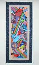 DIPINTO  SU TELA  cm 30x90 in cornice e passepartout - ETNICO 