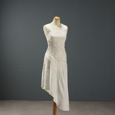 Mariella Burani Abito Lino Second Hand Taglia 42 Italia Originale