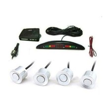 KIT 4 SENSORI DI PARCHEGGIO AUTO SUV CON MINI DISPLAY LED CICALINO SUONO BIANCHI