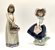 LOTTO 2 Figurine Lladro "Tesori Floreali' #5605 & "Pretty Pickings" #5222 ECCELLENTI