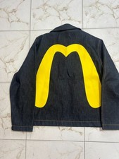 Evisu giubbino jeans uomo denim blu logo giallo Japan jacket