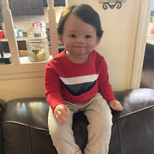 Bambola neonato 28'' rifinita bambino ragazzo capelli corti panno corpo fatto a mano regalo