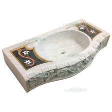 Lavandino lavello in marmo da Bagno mosaico intarsiato lavorato cm 92 scultura