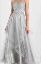 Vestito abito lungo cerimonia, taglia 42/44, elegante, grigio perla. matrimonio