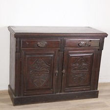 Credenza servante antica mobile intagliato in legno di noce d'epoca inglese