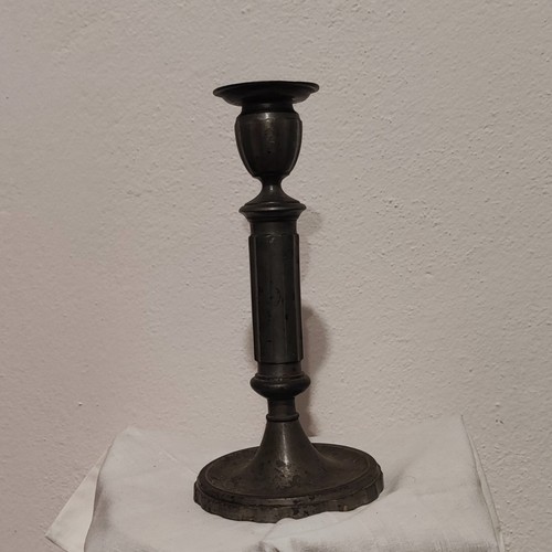 Antico candeliere peltro - candeliere, in
